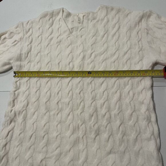 Oversized H&M Size Medium Chunky Ivory Rib Cable Knit Sweater Thick - Picture 3 of 7